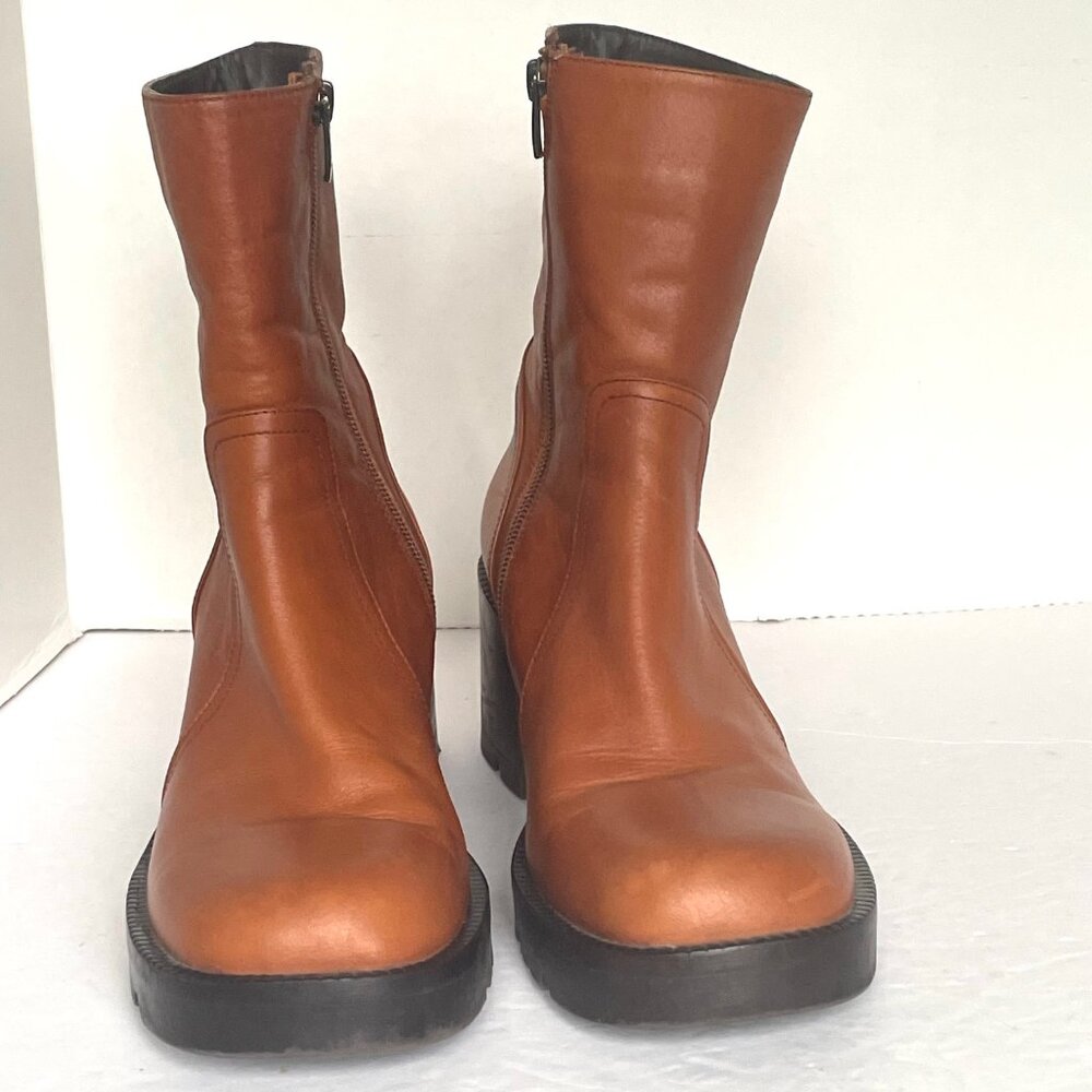 Steve Madden Naya Cognac Leather Ankle Boots Womens 39 Brown (8.5 - 9 US) - Picture 4 of 12